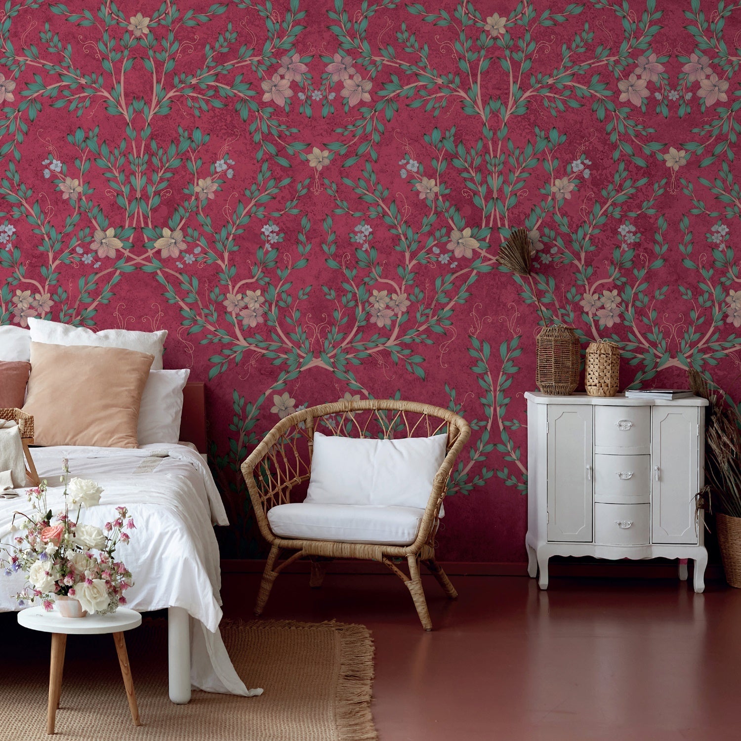 Papier peint anse de fleurs, mural concept, tendance