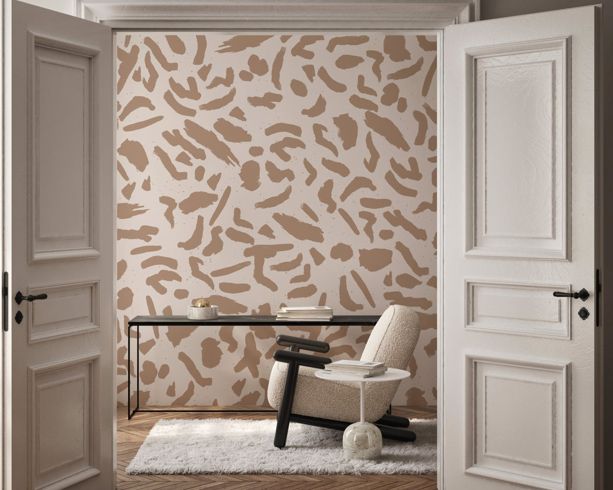 Artistic form beige wallpaper