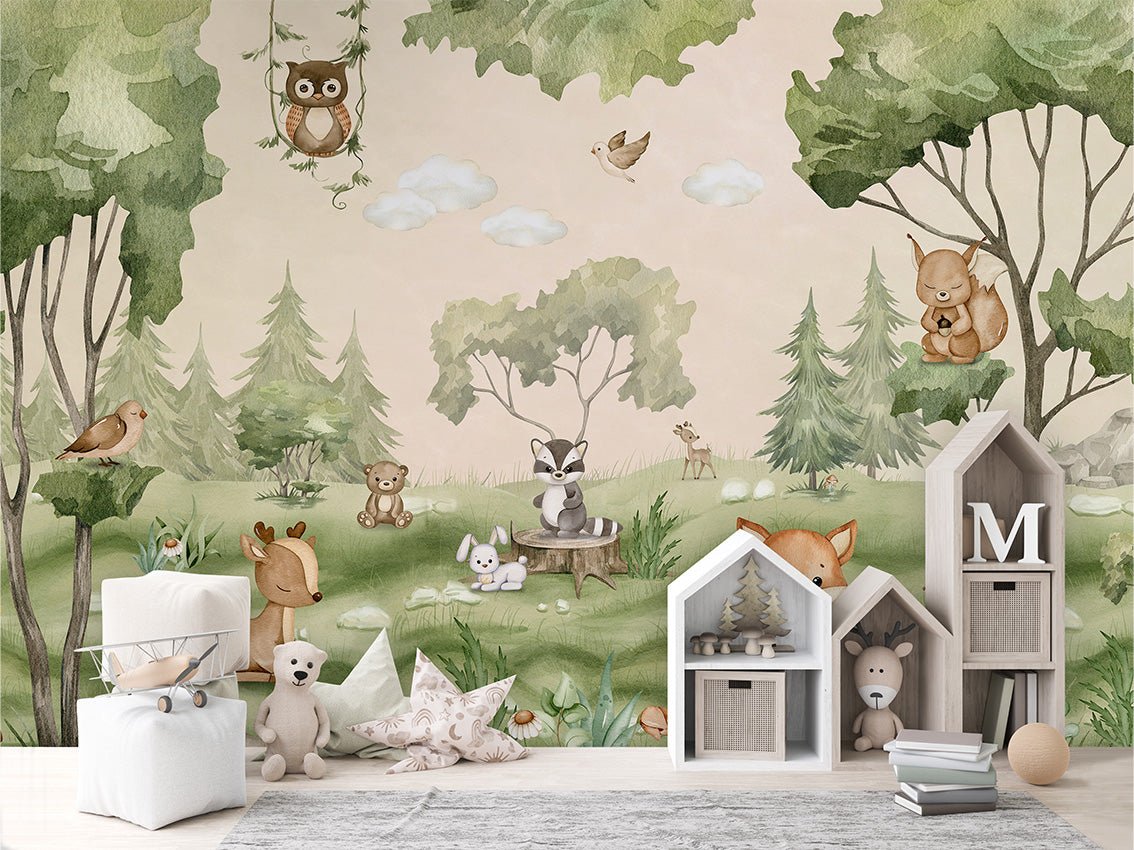 Papier peint bébé animaux peluches