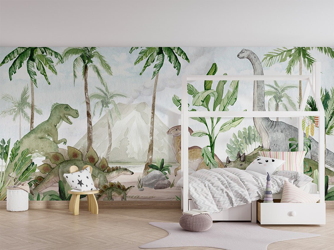 Papier peint bébé aquarelle dinos, XXL, tendance