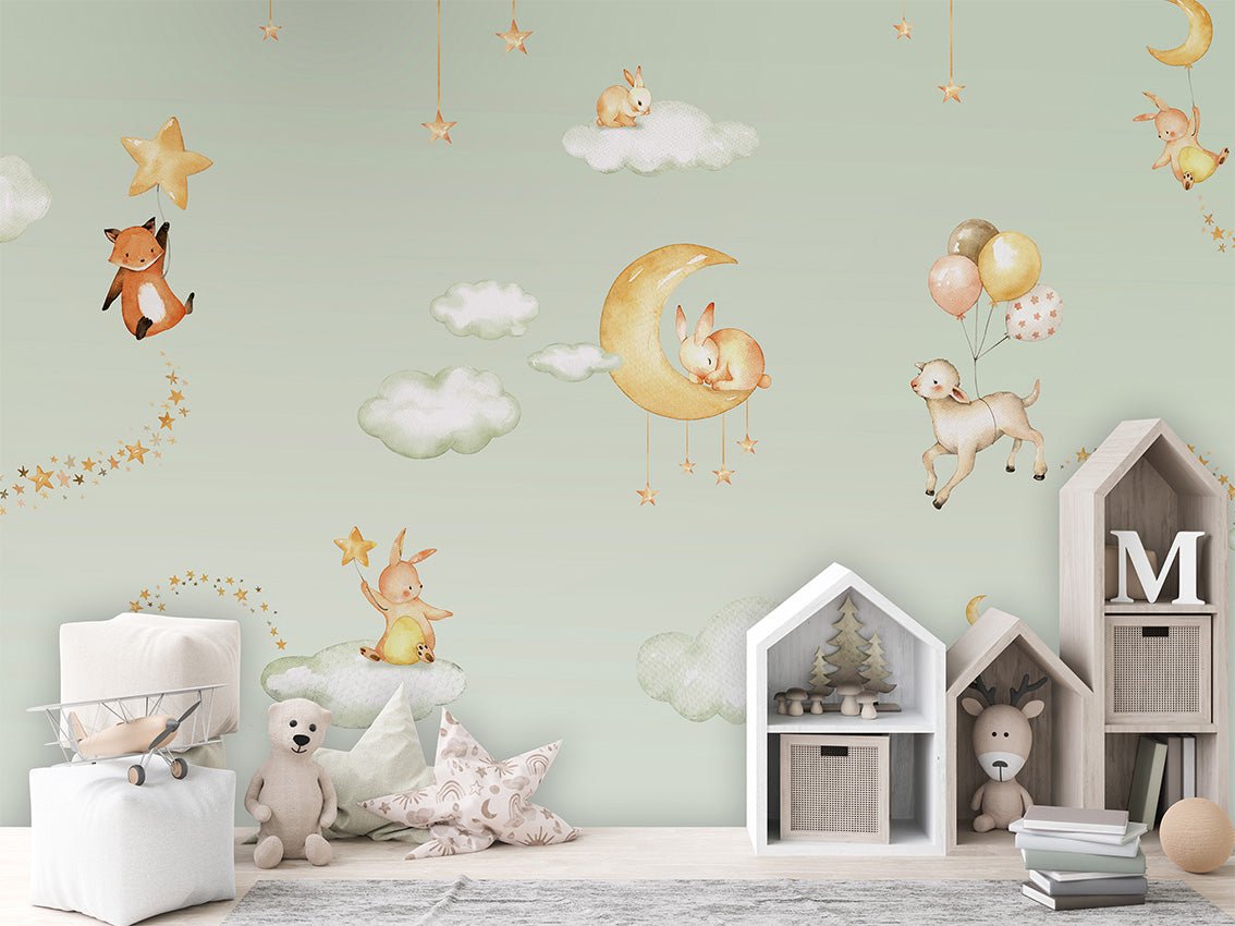 Baby wallpaper pretty dreams green 