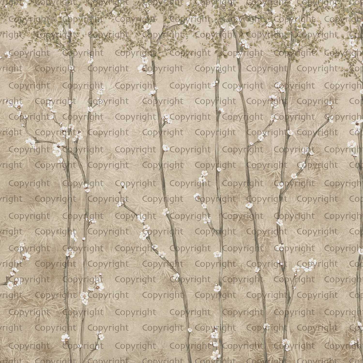 Papier peint panoramique branches japandi