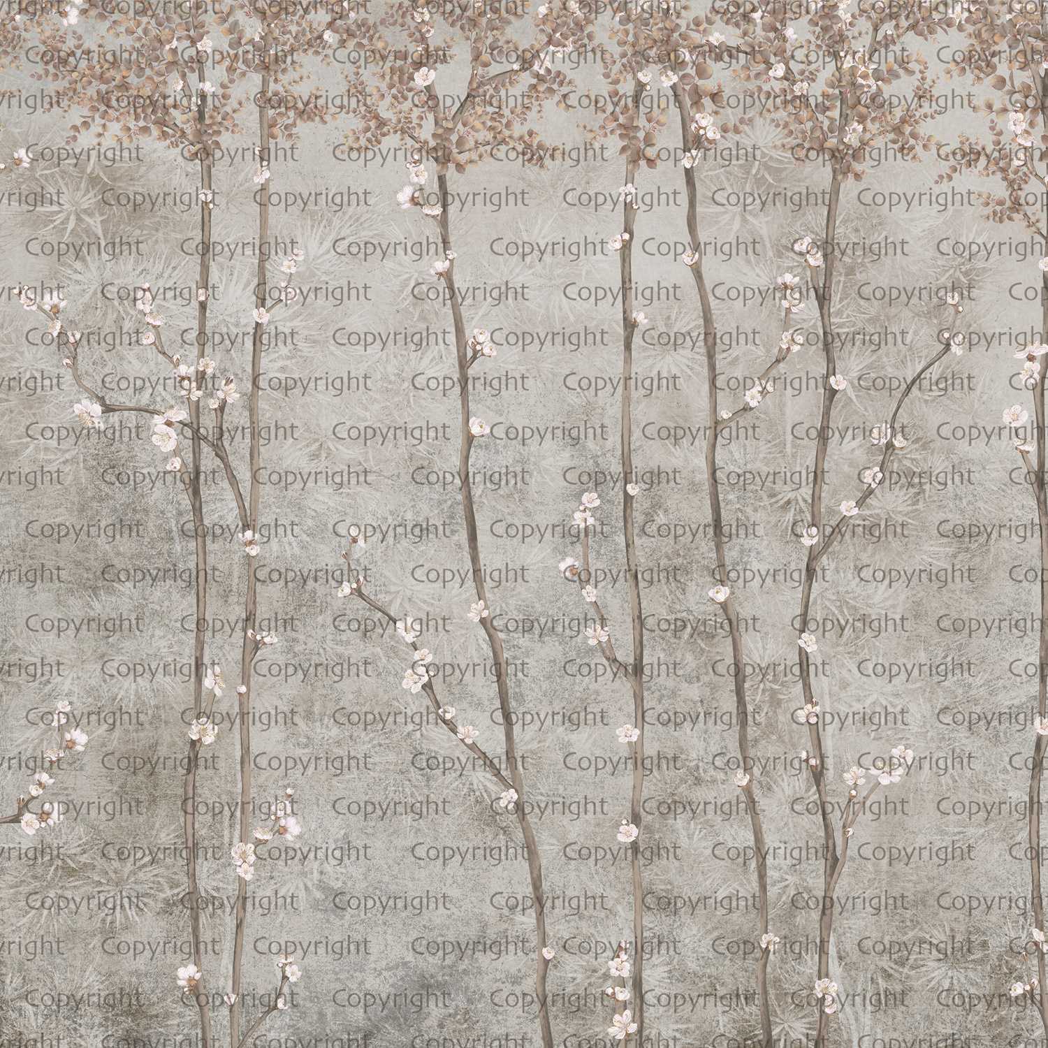 Papier peint panoramique branches japandi