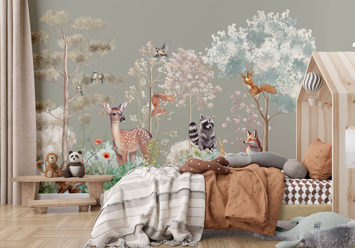 Magical nature sage children's room wallpaper