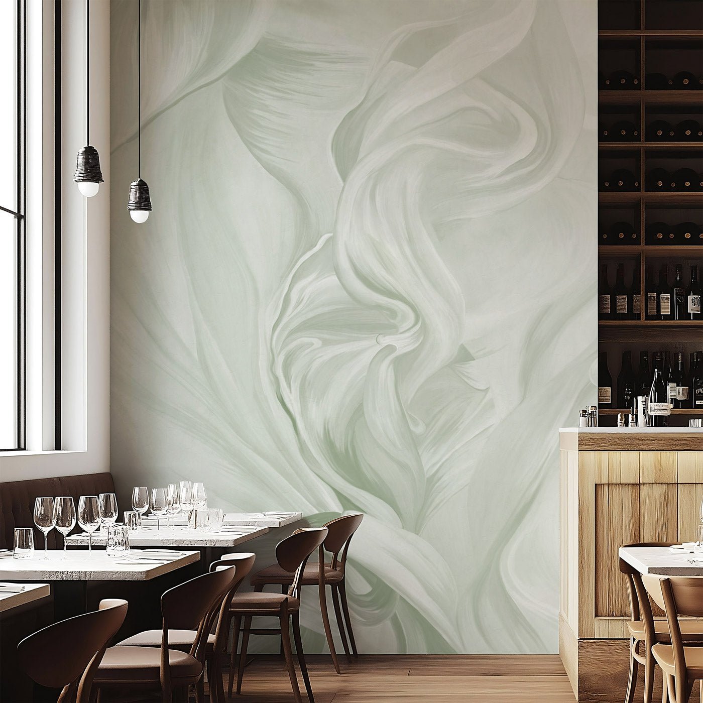 Papier peint contemporain – sublime flow vert sauge - Muralconcept
