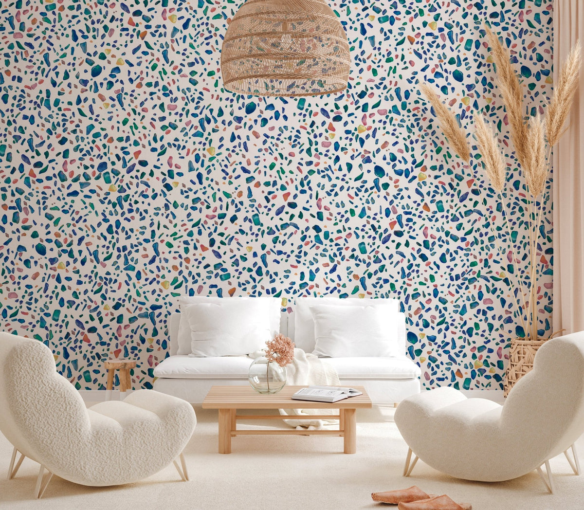 Condensed terrazzo effect wallpaper