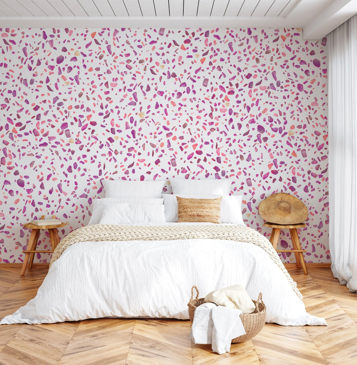 Pink terrazzo effect wallpaper