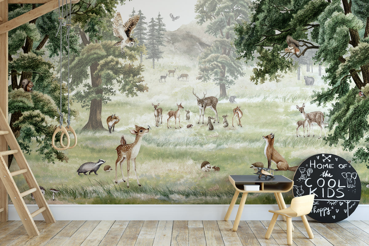 Children's wallpaper animals and company 