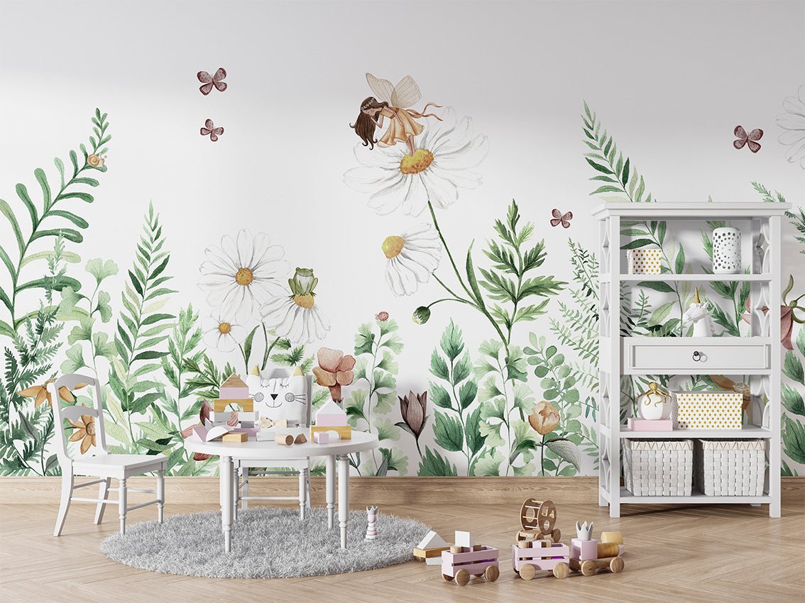 Floral fairy children's wallpaper 