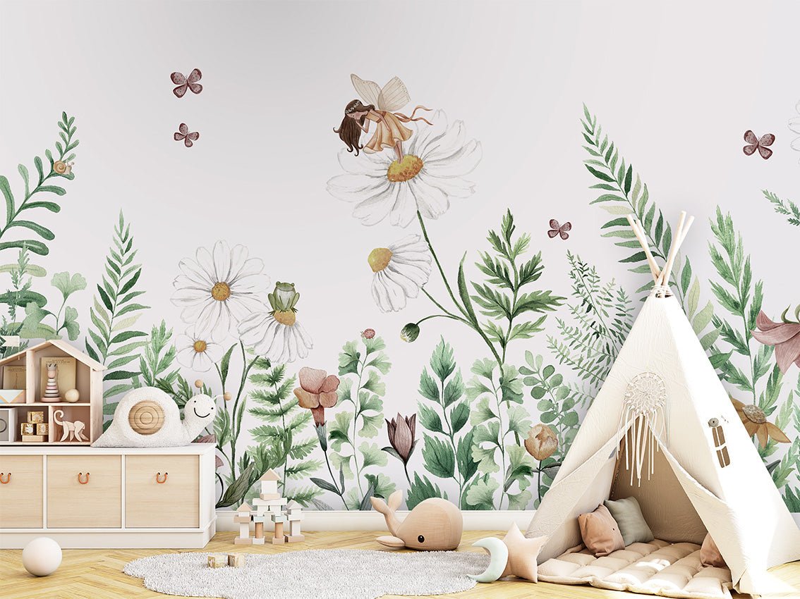 Floral fairy wallpaper for kids