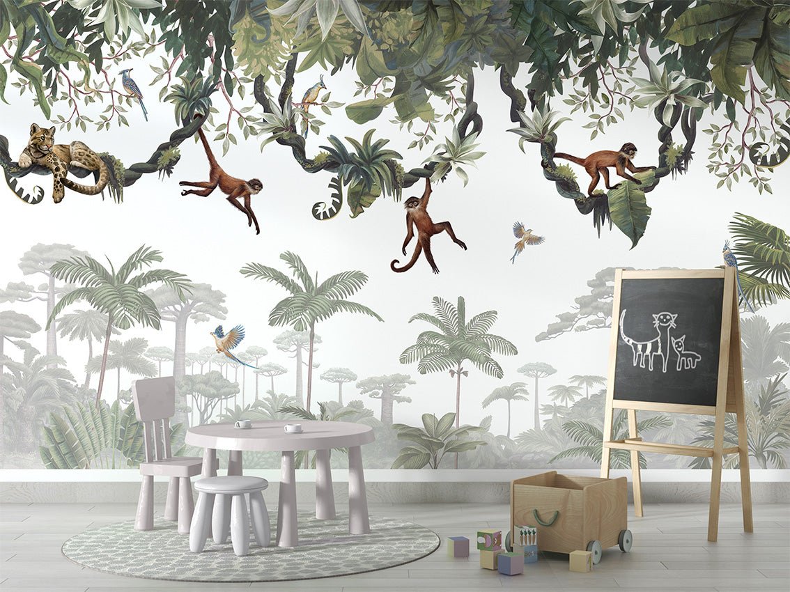 Papier peint enfant jeu de singes, XXL, tendance