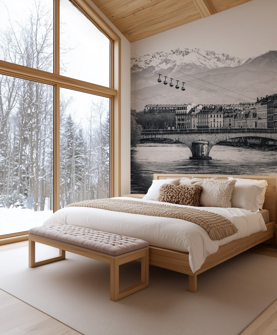 Papier peint Grenoble Bastille noir et blanc, XXL, tendance