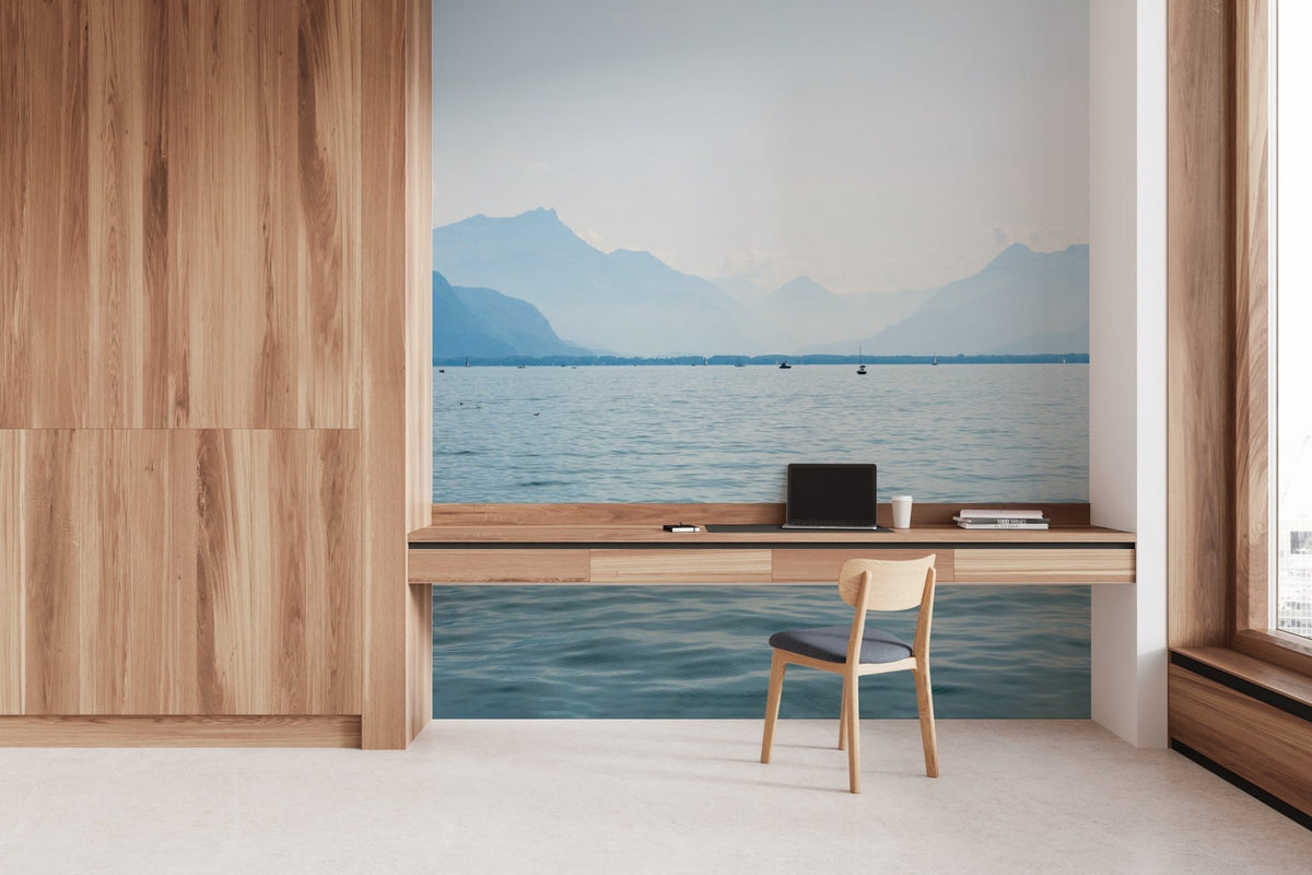 Papier peint panoramique Lac Léman – Montagnes et lac
