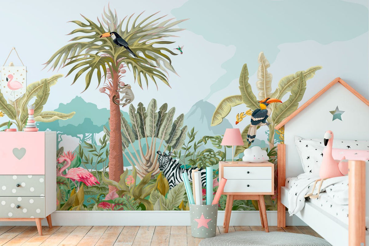 Papier peint panoramique jungle enfant