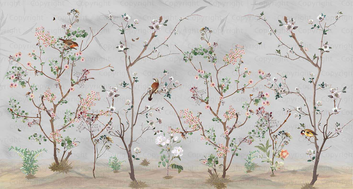 Papier peint panoramique Spring Birds
