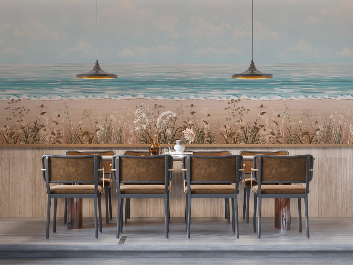 Sea view restaurant wallpaper