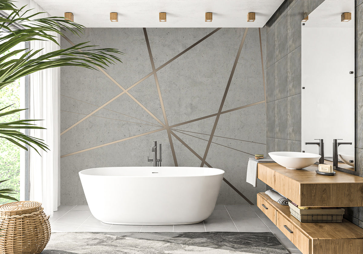 Designer and graphic bathroom wallpaper