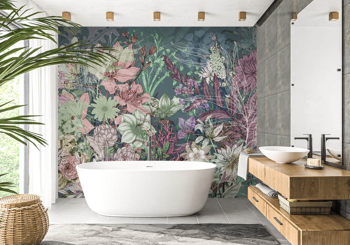 Flower dream bathroom wallpaper