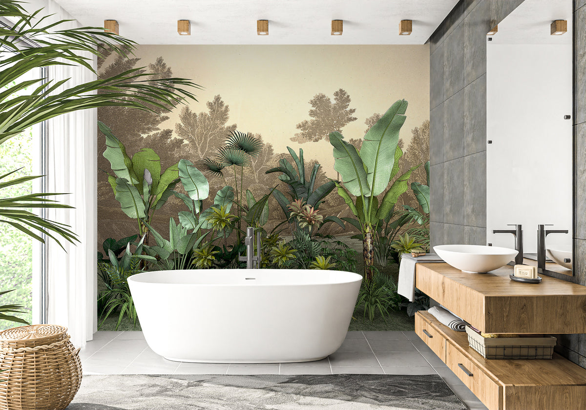 Jungle bathroom wallpaper trend indonesia