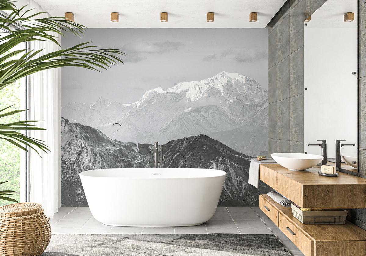 Mountain bathroom wallpaper Aravis sky