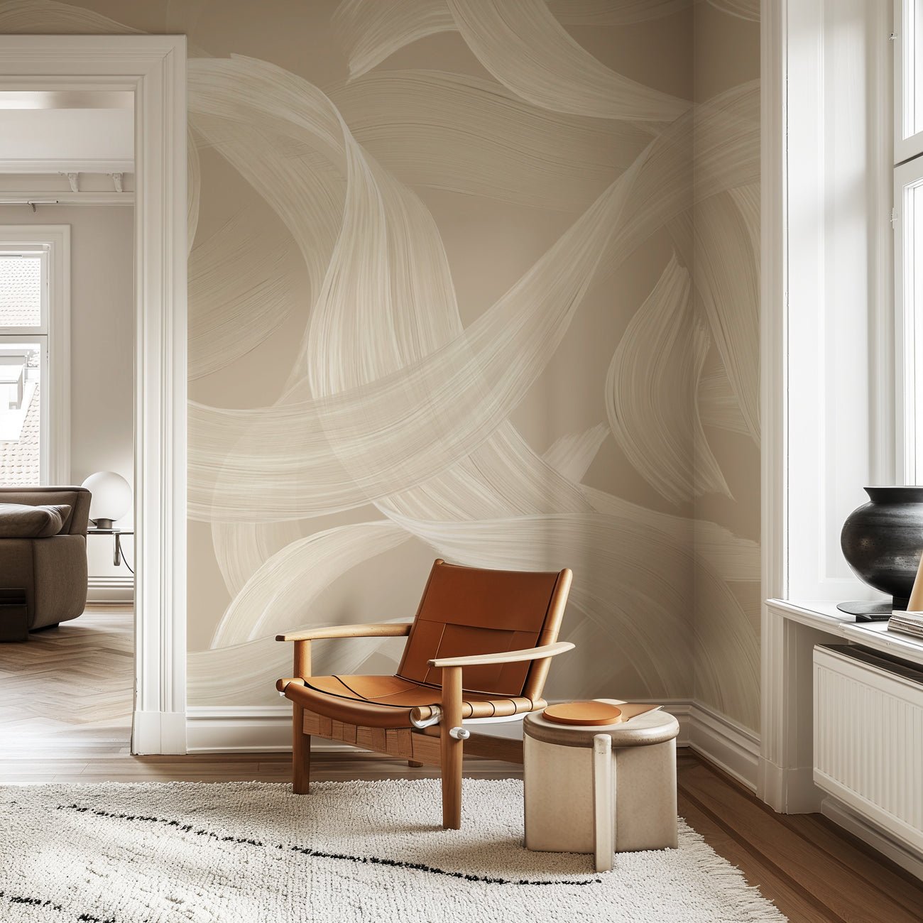 Papier peint contemporain – Beige vibration, XXL, tendance
