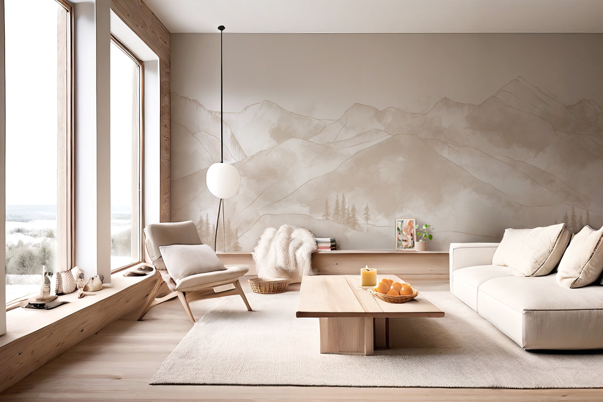 Panoramic Aravis sepia wallpaper