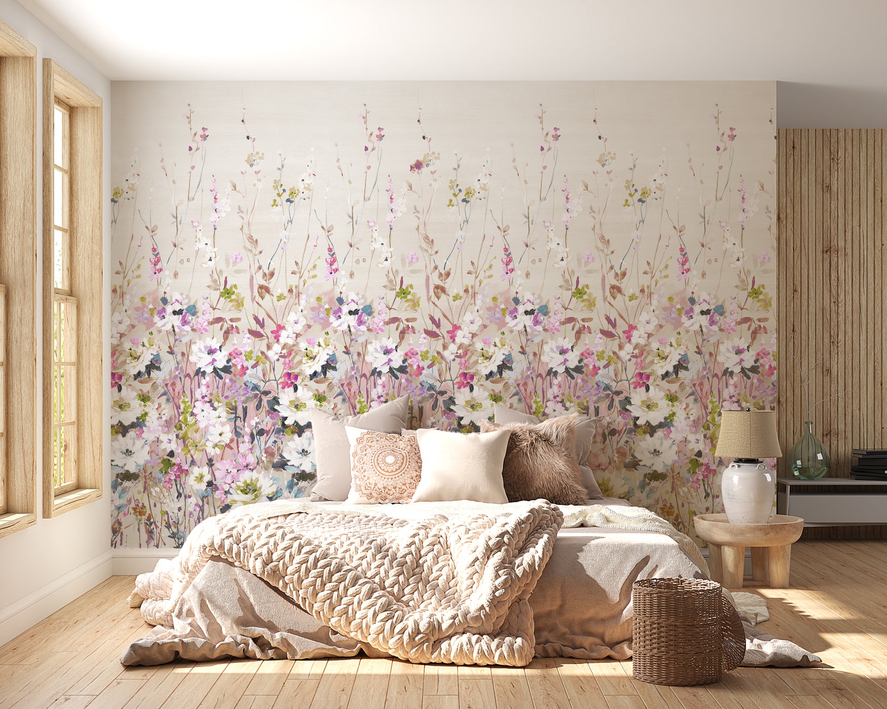 papier peint fleuri panoramique artistique