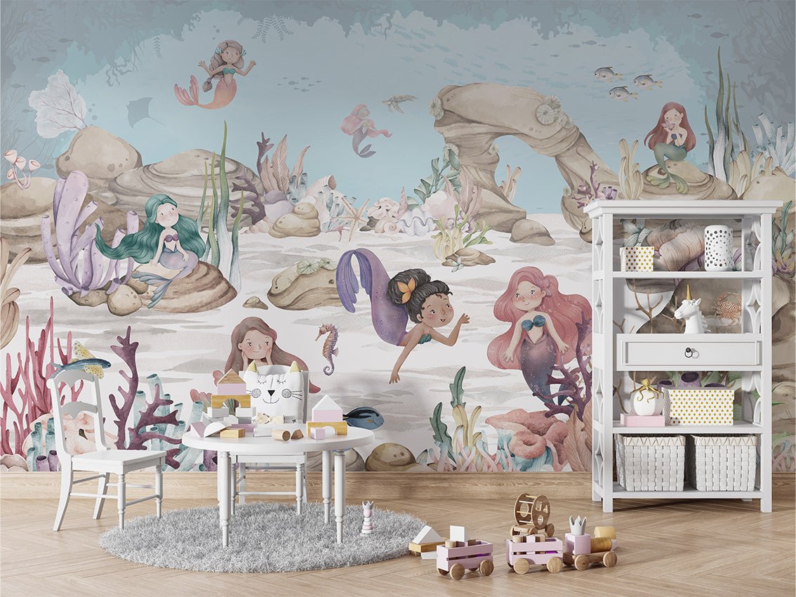 Coquettish mermaids wallpaper