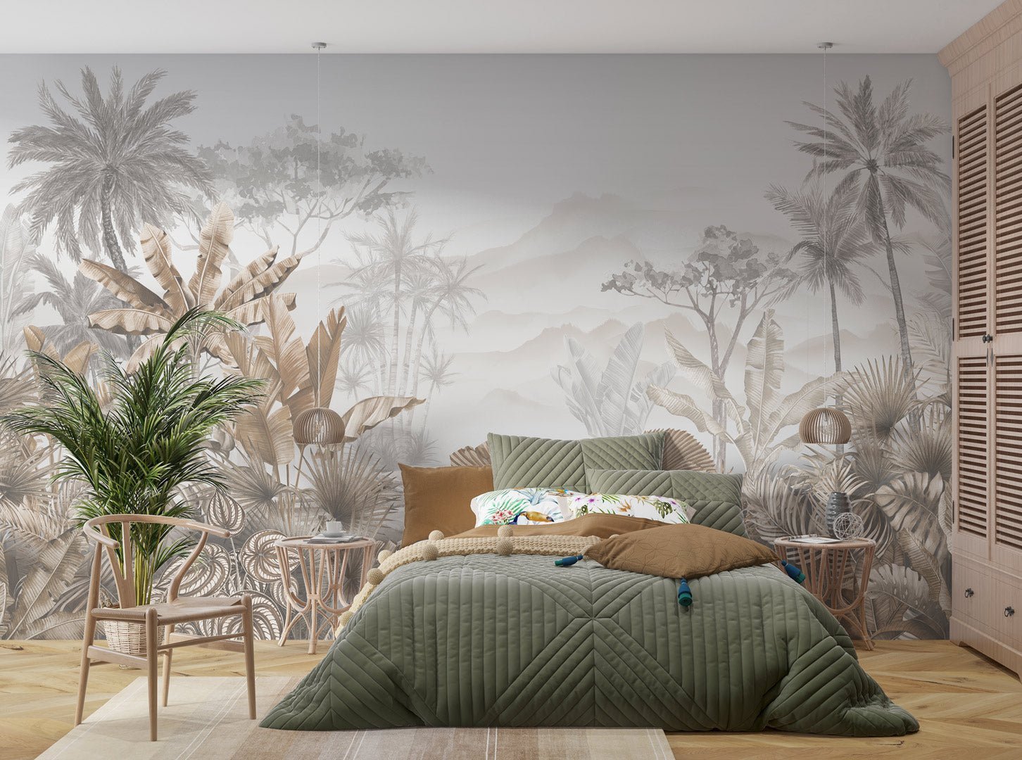 Papier peint tendance tropical sepia, XXL, tendance
