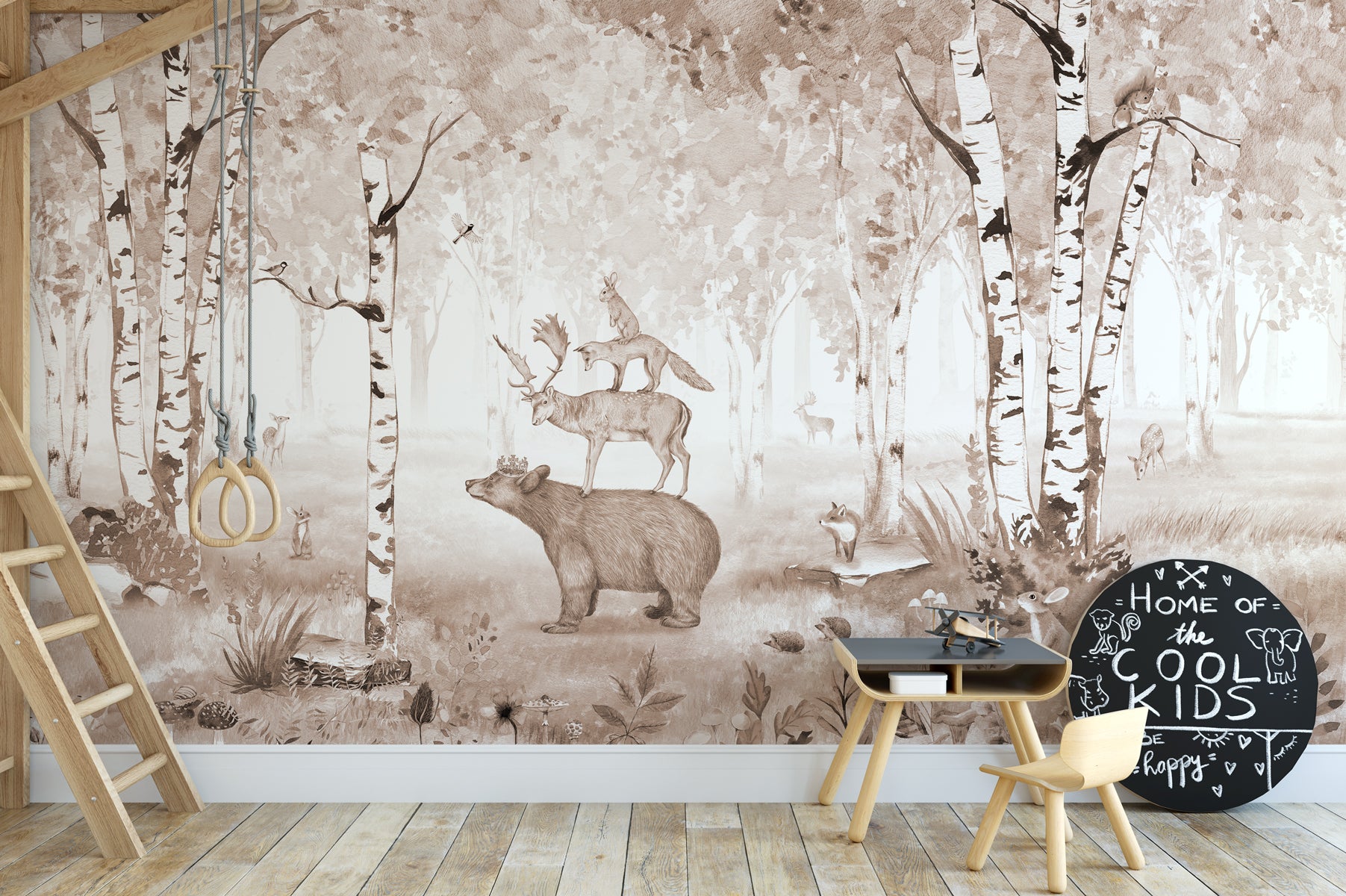 Papier peint roi de la forêt, mural concept, tendance