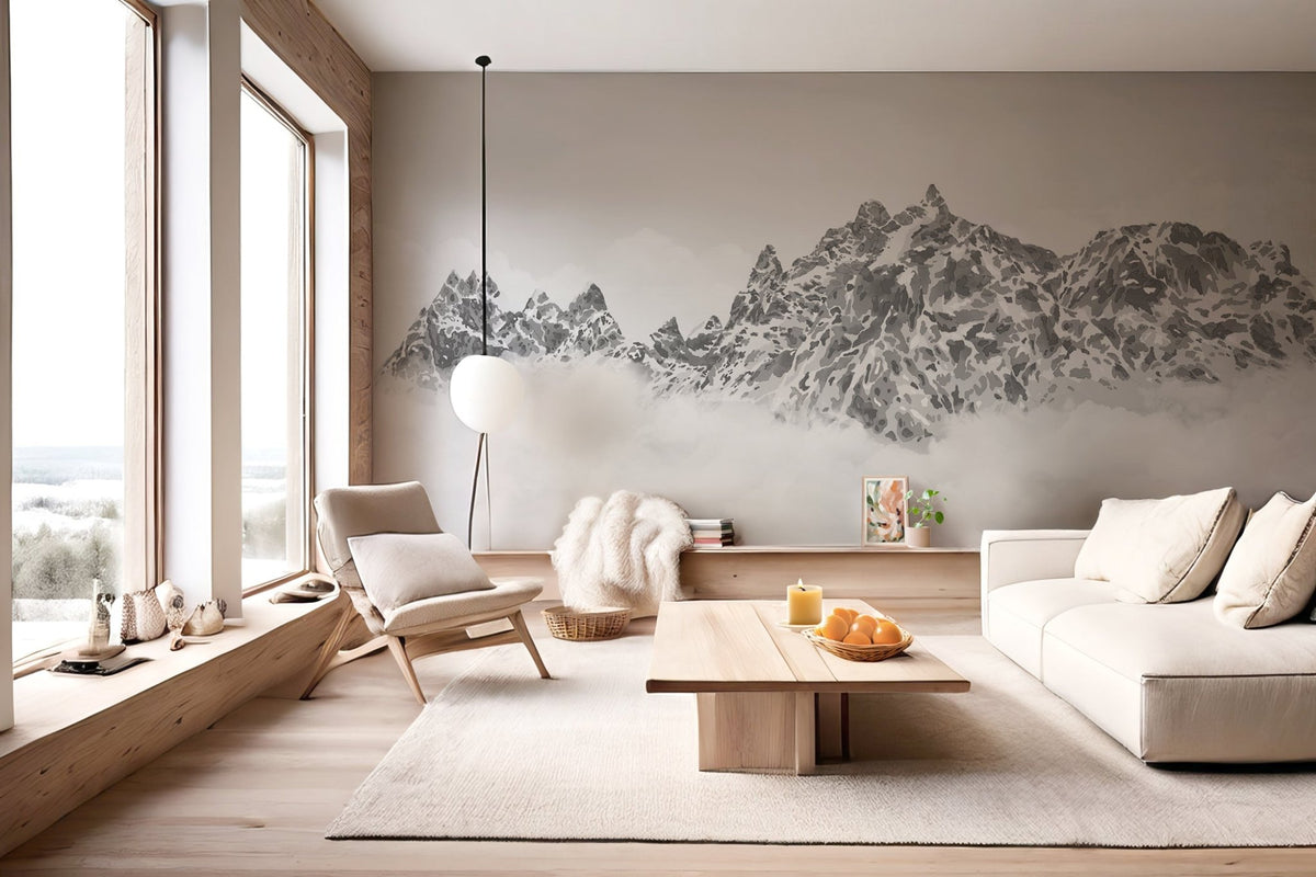 Black and white wallpaper canvas of the Cimes Mont Blanc