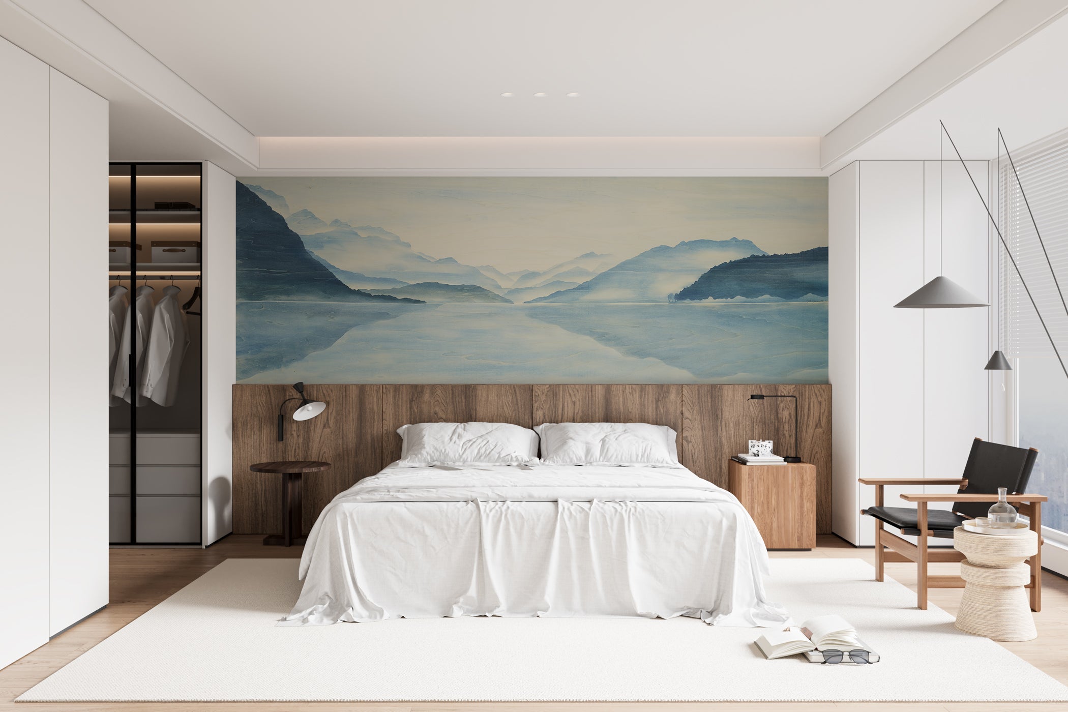 Annecy and its peaceful lake beige wallpaper, XXL, tendance