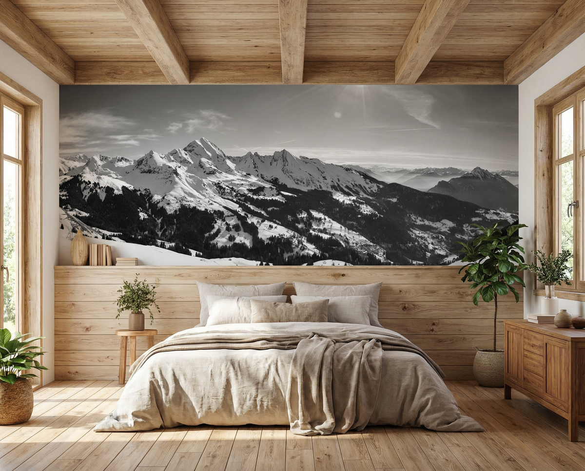 Aravis black and white mountain wallpaper
