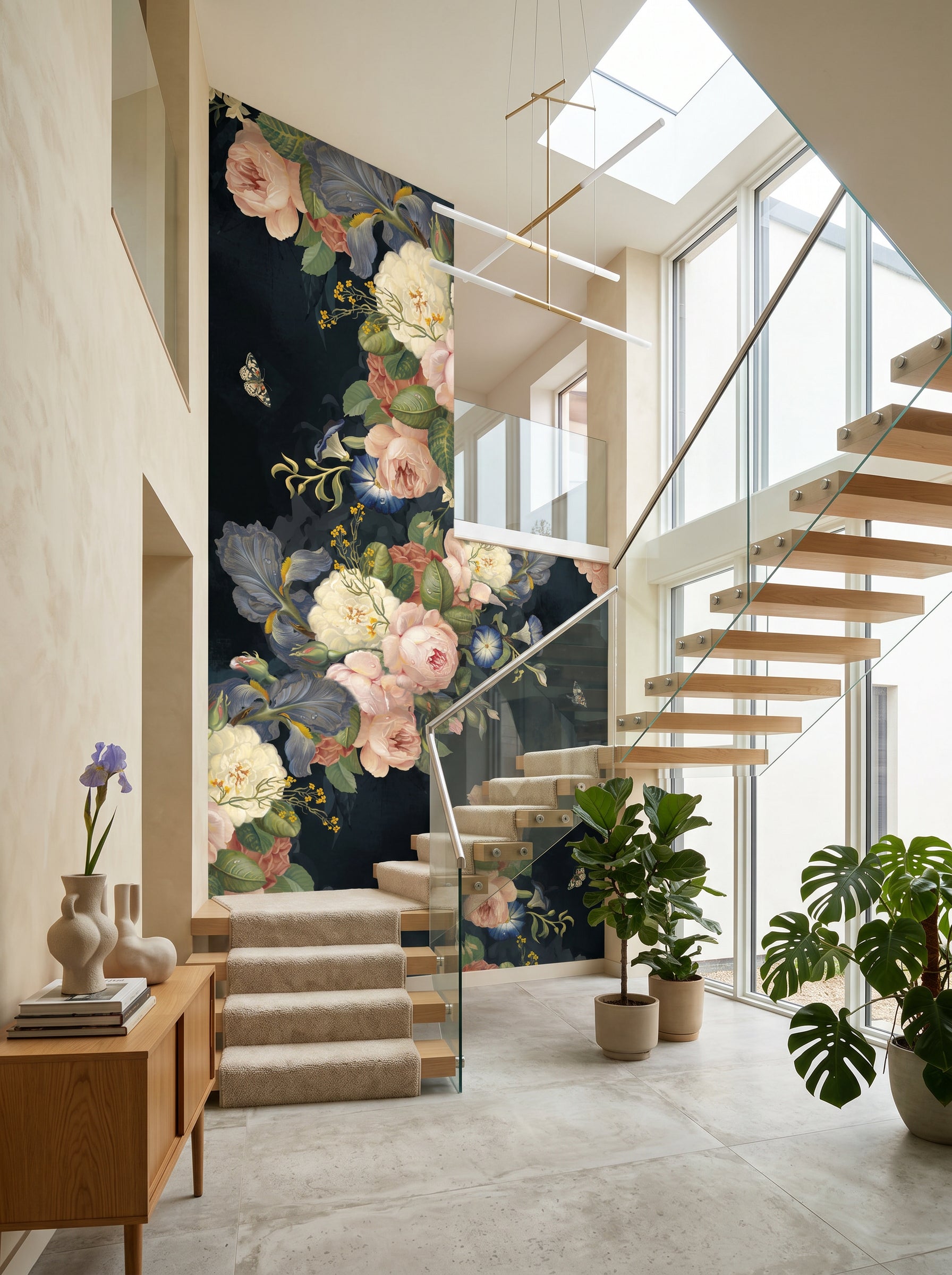 Papier peint escalier - Romantique rétro - Muralconcept