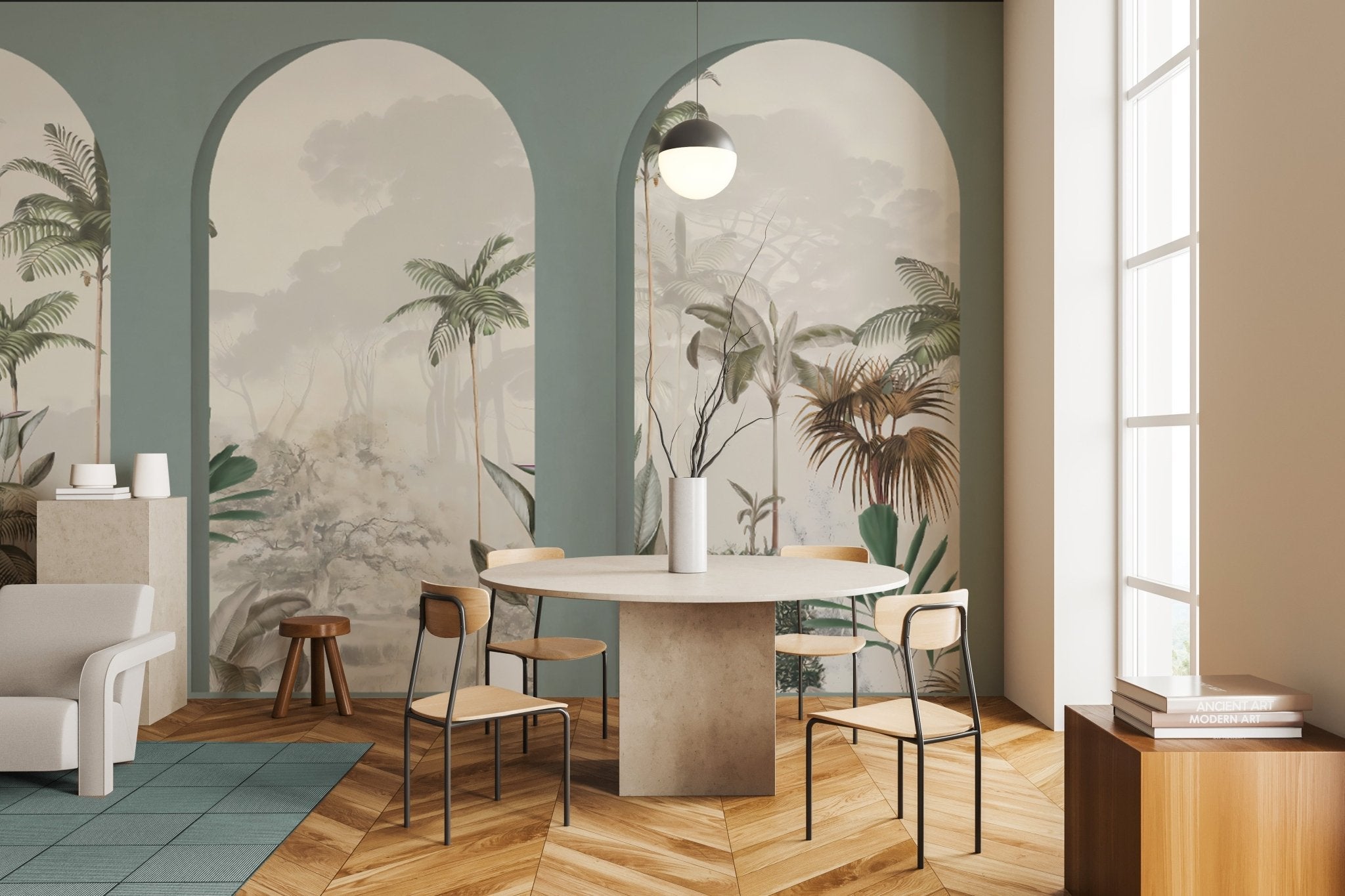 Papier peint arches luxuriantes vert - Muralconcept