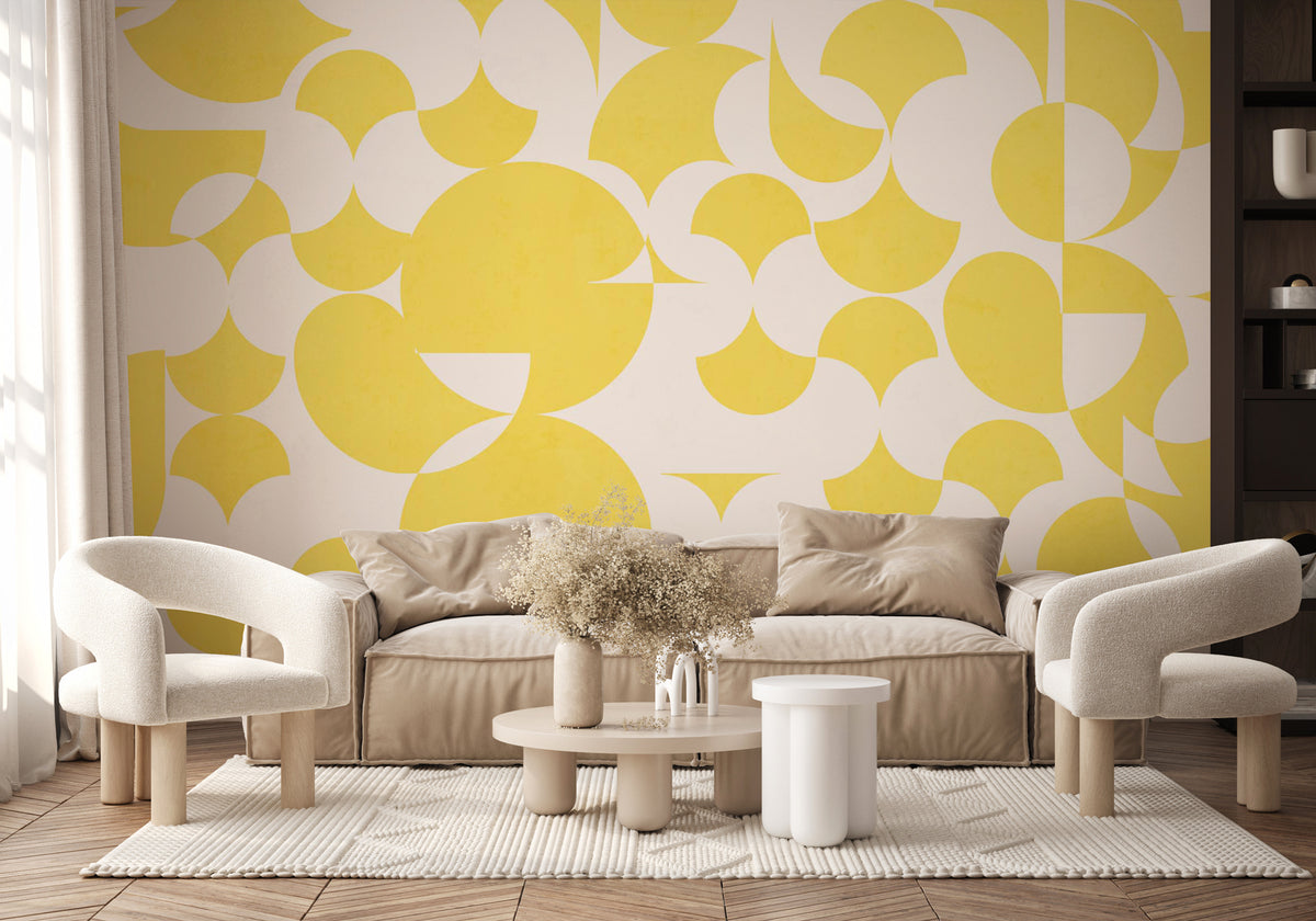 Yellow retro graphic shape wallpaper