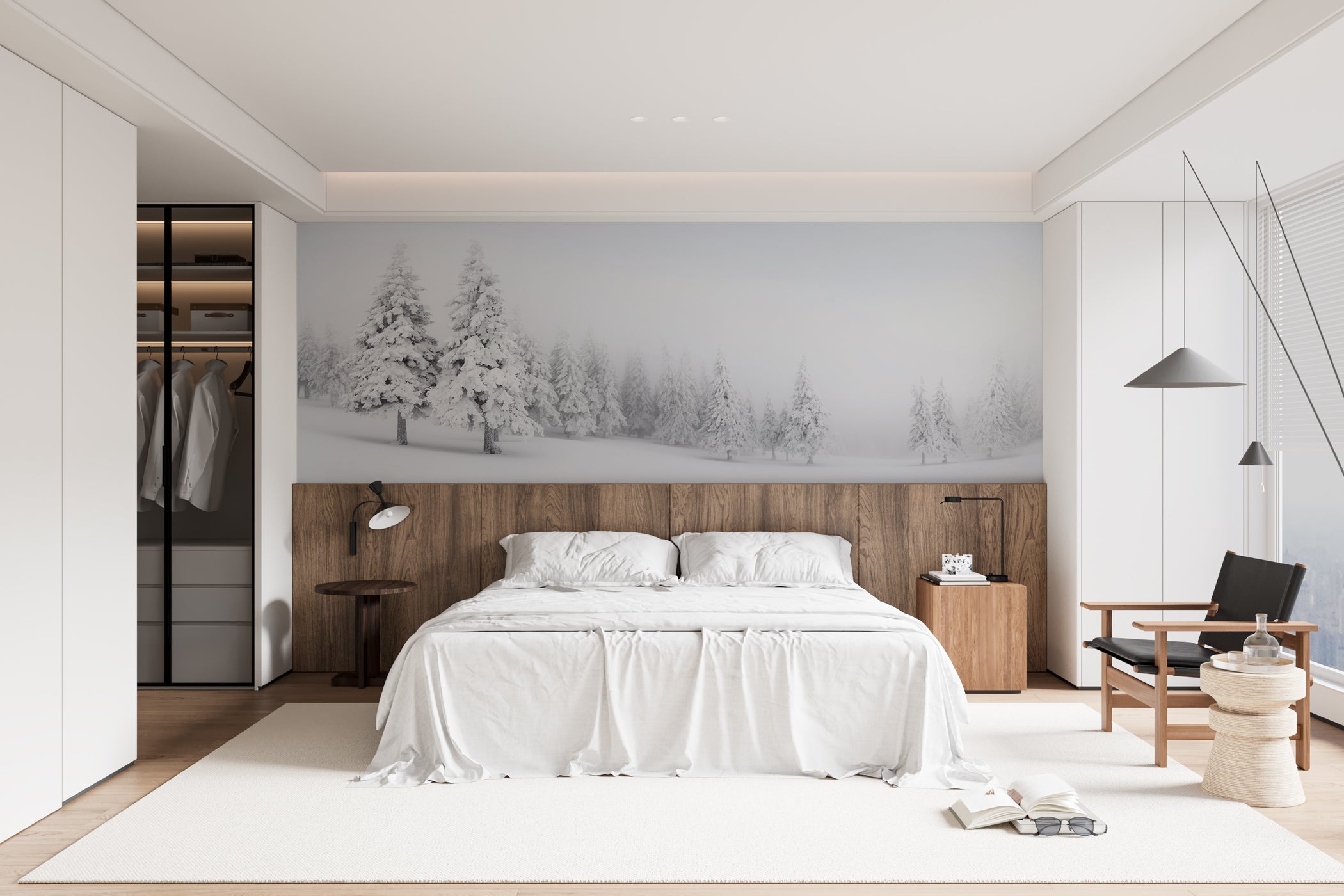 chambre tete de lit noir et blanc ambiance cocooning