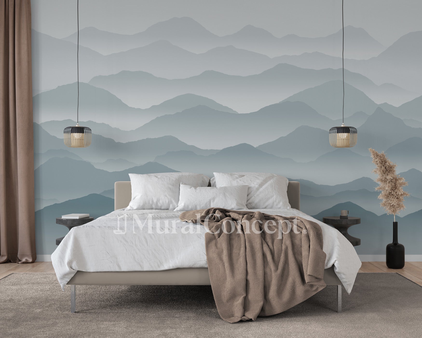 Papier peint panoramique cimes mist - panoramique français