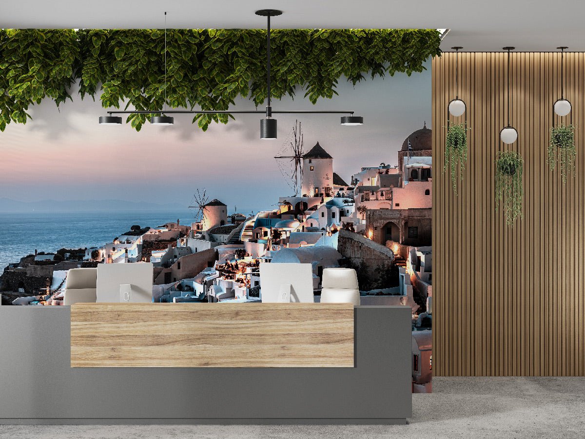Papier peint photo Santorin coucher de soleil - papier peint sur mesure francais - muralconcept