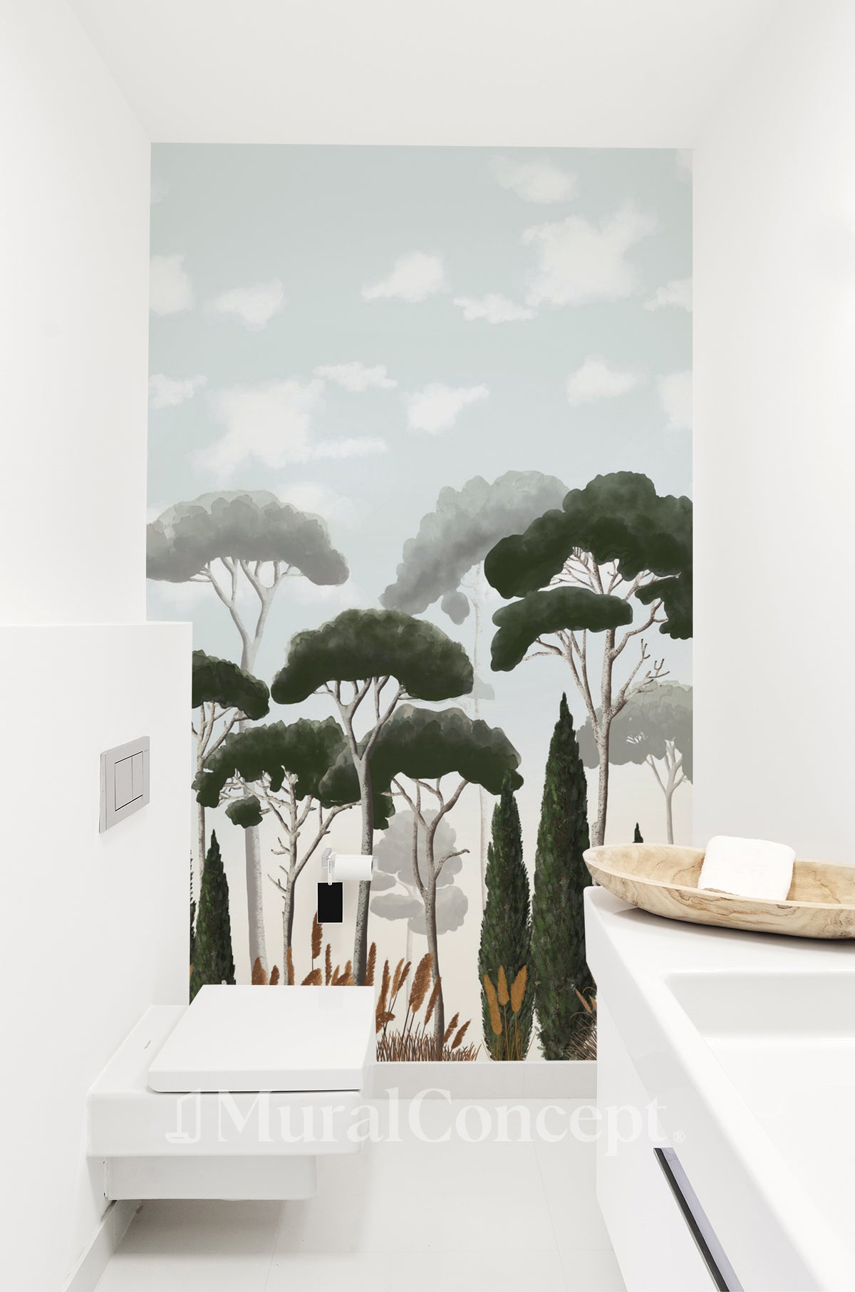 Wallpaper wc cypress pines and pampas grasses