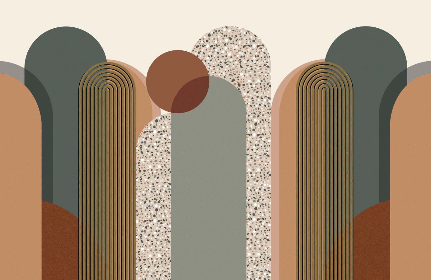 Papier peint bureau Art déco graphique tendance, mural concept, tendance