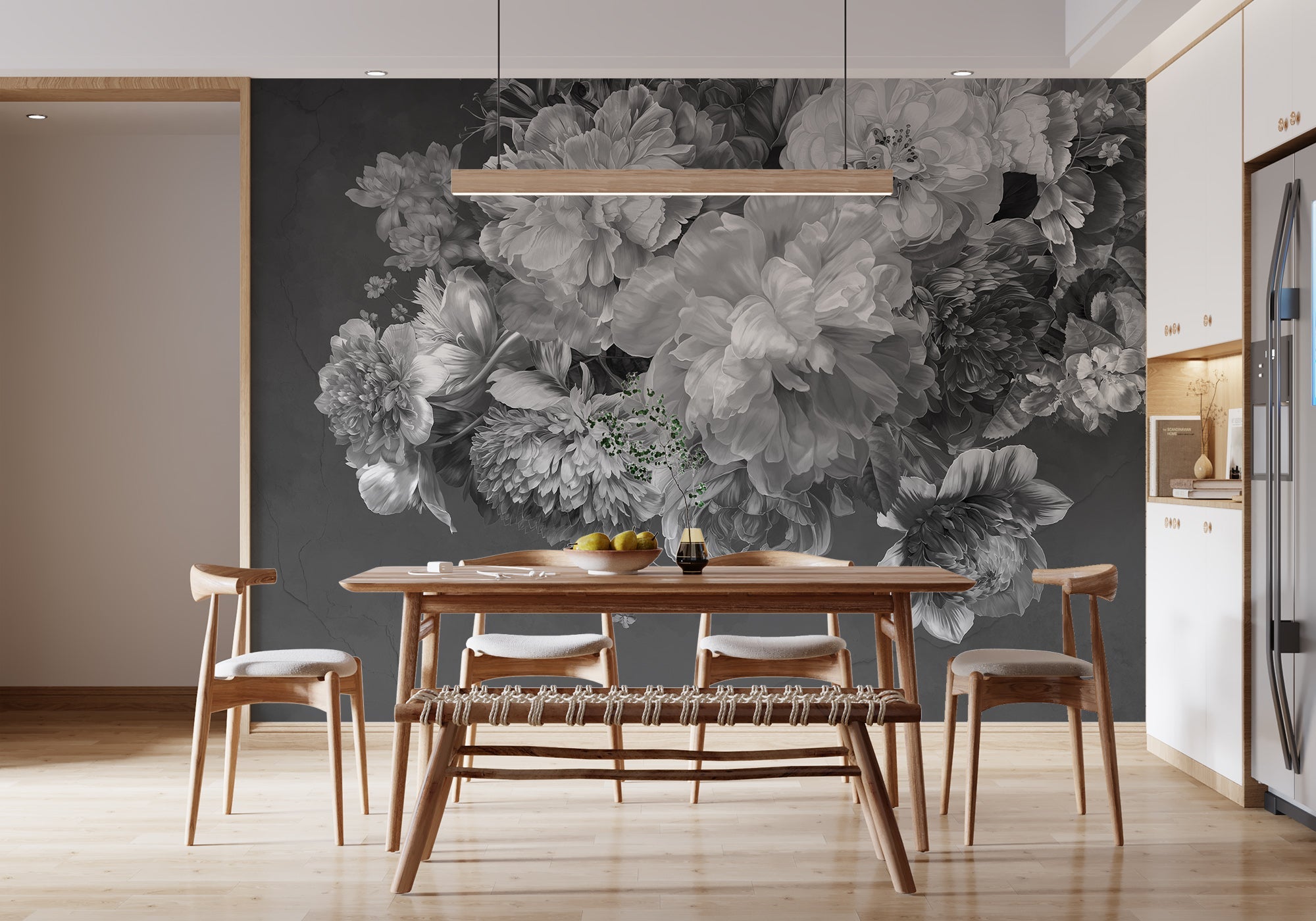 papier peint salle à manger muralconcept floral sur mesure sain ecologique marque francaise