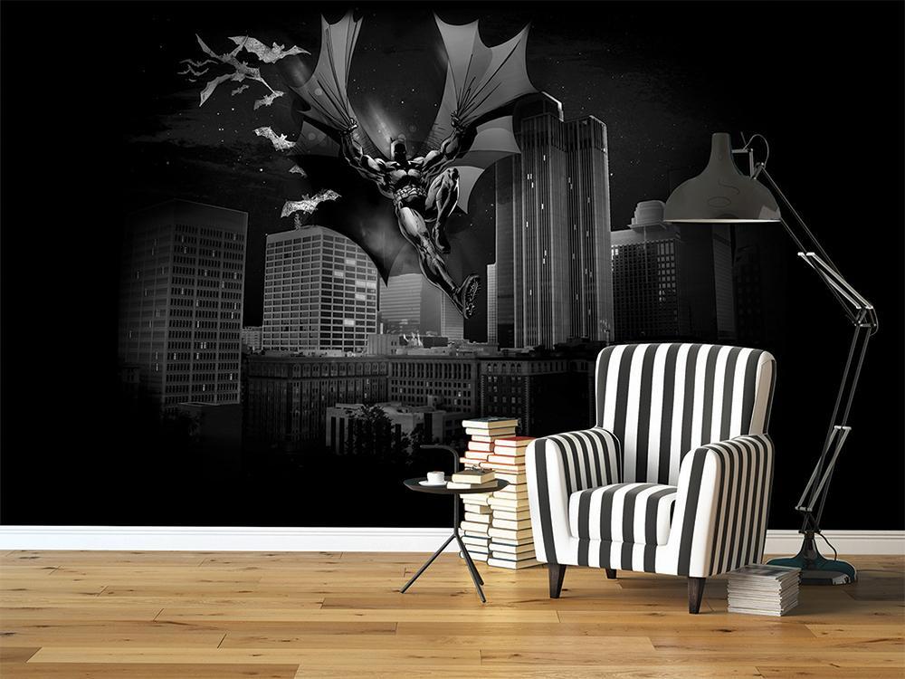 Papier peint panoramique batman film héro all dark - papier peint sur mesure francais - muralconcept