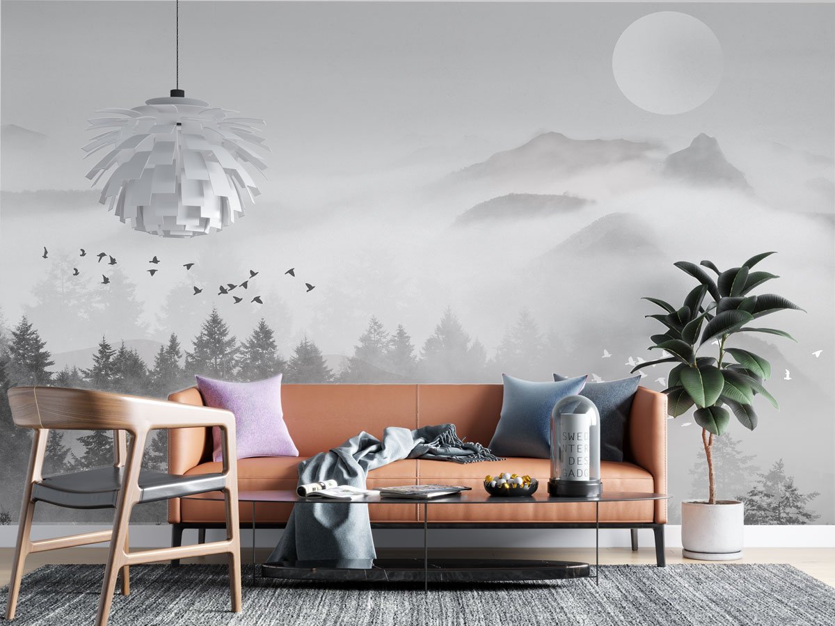 Papier peint brume mystique mountain - papier peint sur mesure francais - muralconcept