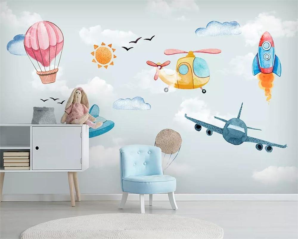 Airplane children's bedroom wallpaper