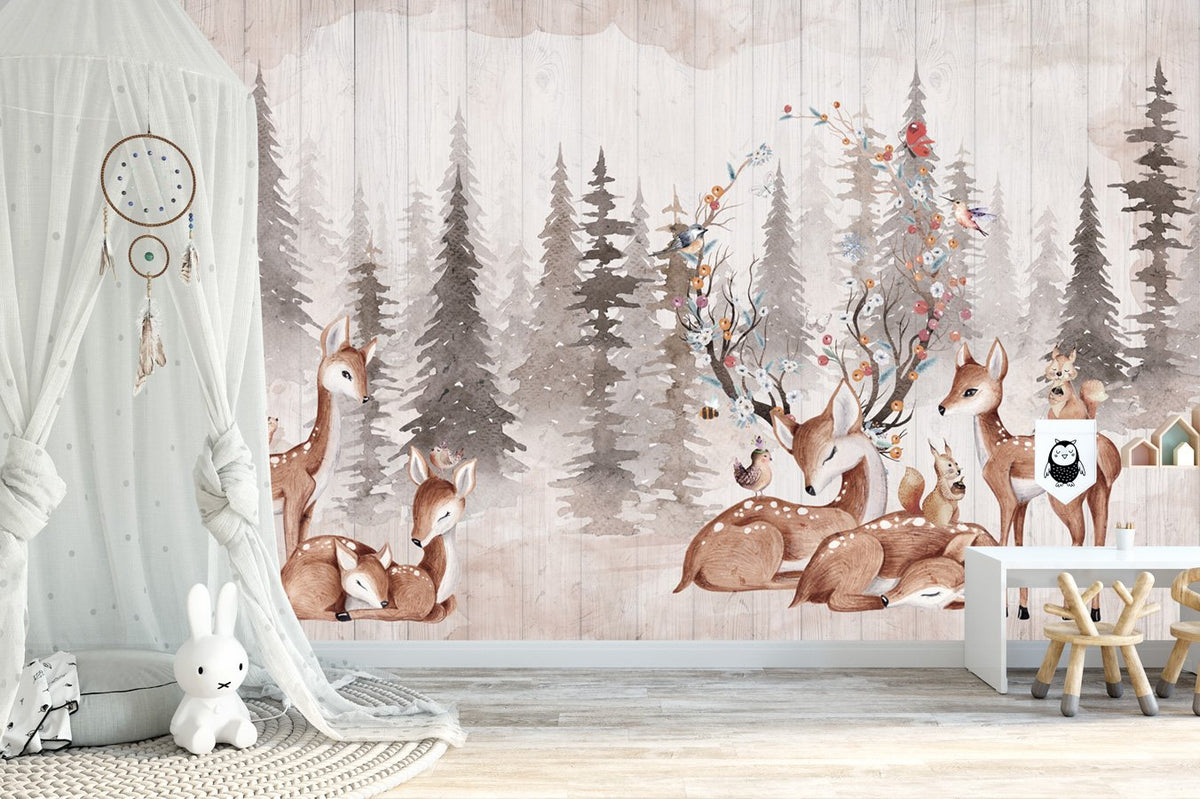 Children's bedroom wallpaper douces biches