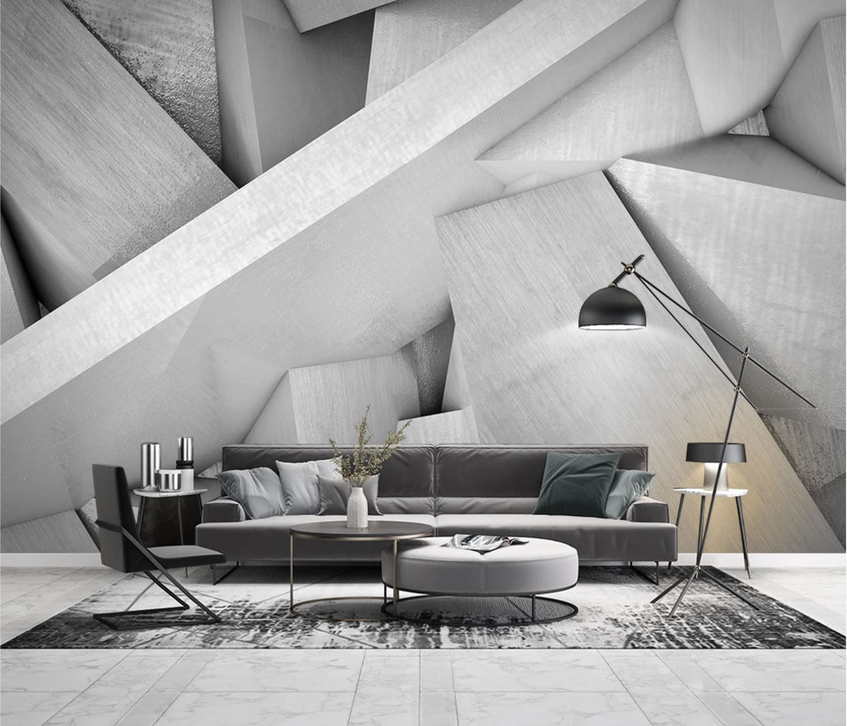 3D wallpaper architectural design concrete