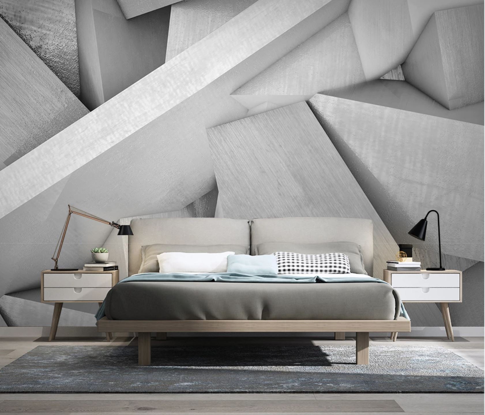 Papier peint design architectural béton trompe l'oeil - papier peint sur mesure francais - muralconcept