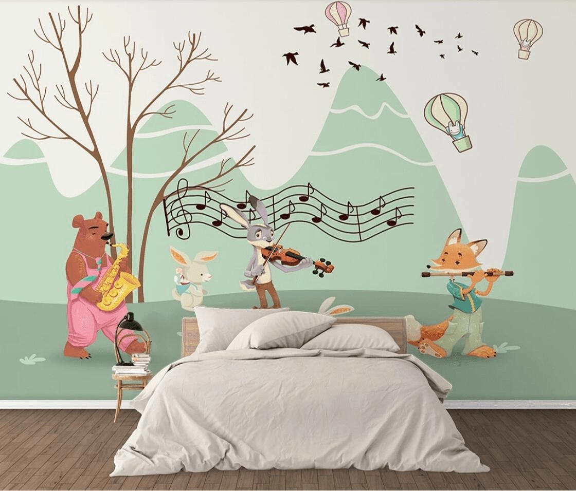 Children's wallpaper animals in music