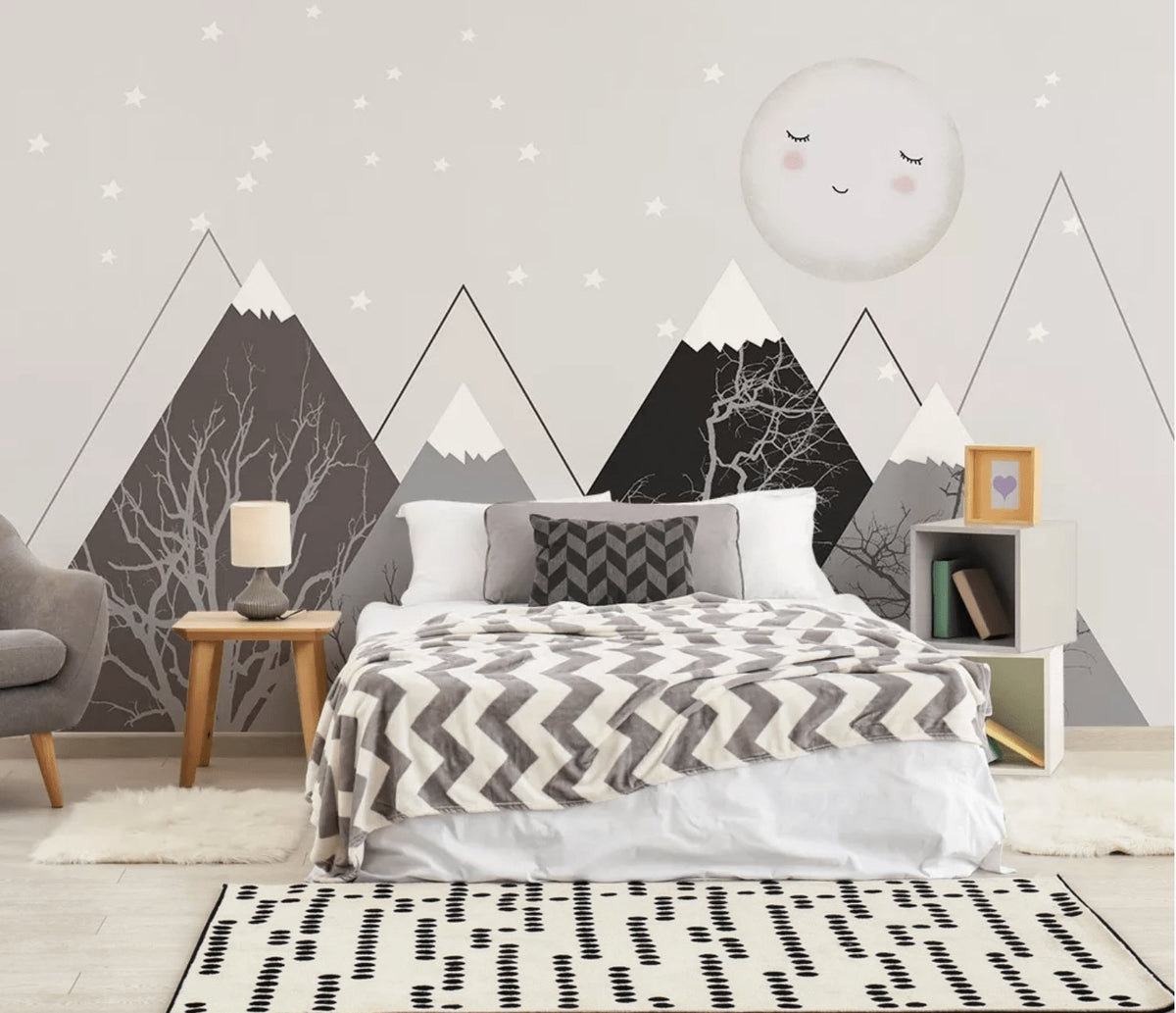 Scandinavian moon children's wallpaper